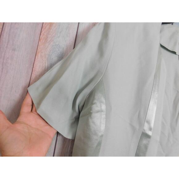 Vintage Women Suit Jacket 14 Light Green Satin Side Gold Buttons Perceptions - Picture 3 of 6